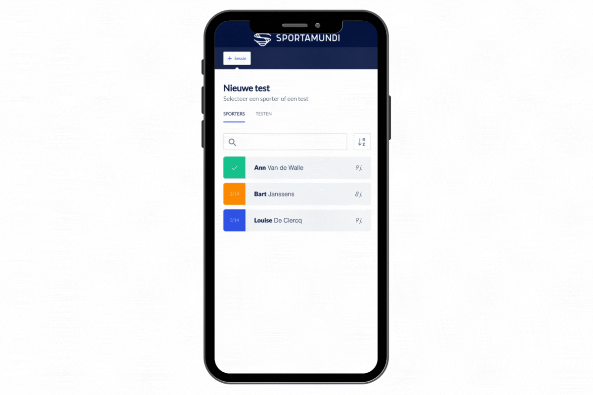Gif met demo van SportKompas app op een smartphone